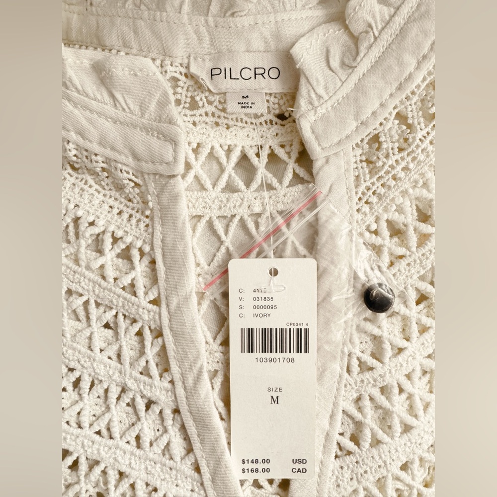 Anthropologie Pilcro Lace Yoke Peasant Blouse Medium NWT - Picture 8 of 10